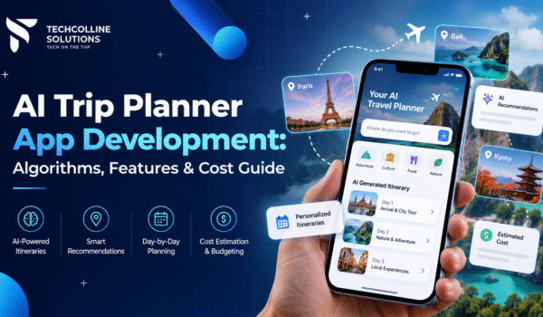 AI trip planner app development – Flutter app screen showing a day-by-day AI-generated travel itinerary