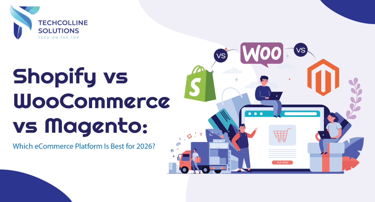 Shopify vs WooCommerce vs Magento comparison showing eCommerce platforms for business growth in 2026