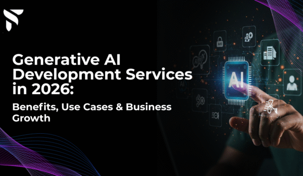 Generative AI development services in 2026 showcasing AI-powered business automation, enterprise AI solutions, and digital transformation technologies.